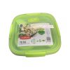Ételtároló doboz, szögletes, 1,1 literes, zöld, evőeszközzel