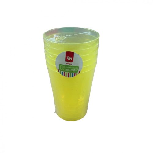 Műanyag pohár 6 db-os szett - sárga