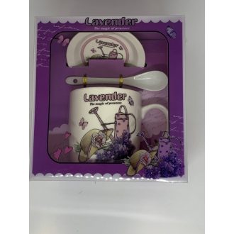 Bögre kerámia kanállal és tetővel