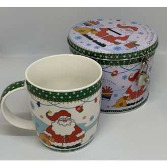 Karácsonyi bögre fém perselyben