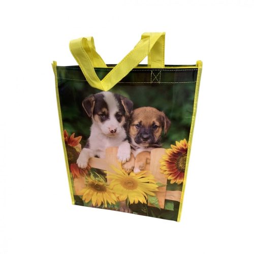 Bevásárló táska - Kutyusok napraforgóval - 31x38x10 cm
