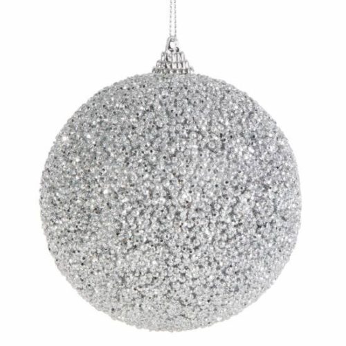 10a csillogó karácsonyfa gömb Ezüst 8 cm