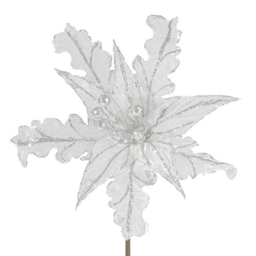 Dekoratív karácsonyi virág 27 Fehér 29 cm