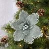 Bársonyos karácsonyi virág Ezüst 16 cm