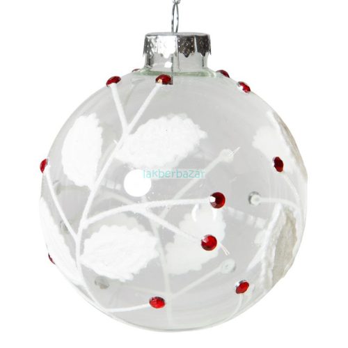 116 üveg karácsonyfa gömb Fehér/ezüst 8 cm