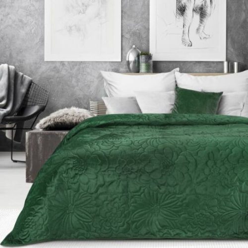 Ariel4 bársony ágytakaró Sötétzöld 230x260 cm