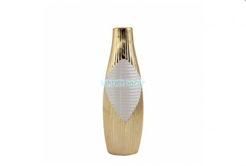 Rakel váza Bézs/arany 10x10x30 cm