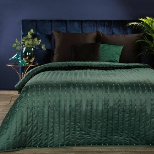 Frida1 bársony ágytakaró Sötétzöld 170x210 cm