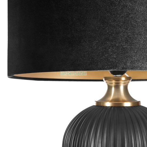 Rea asztali lámpa bársony búrával Fekete/arany 41x65 cm
