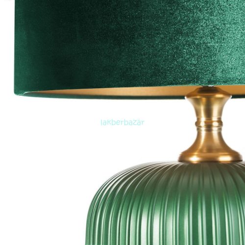 Nelda asztali lámpa bársony búrával Zöld/arany 33x50 cm