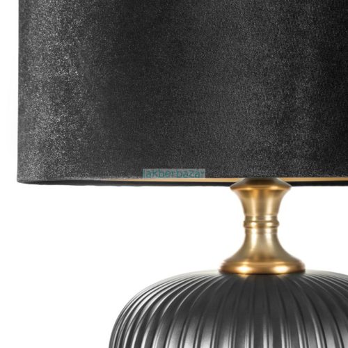 Rea asztali lámpa bársony búrával Fekete/arany 33x50 cm