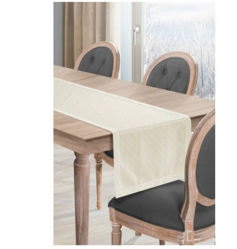 Klara2 fényes szállal szőtt jacquard mintás asztali futó  Krémszín 40x140 cm