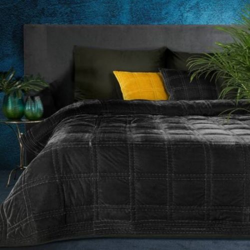 Kristin2 bársony ágytakaró Fekete 170x210 cm