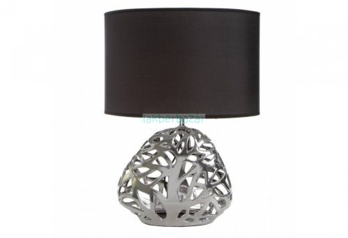 Dakota asztali lámpa matt szövetbúrával Ezüst/fekete 37x19x52 cm