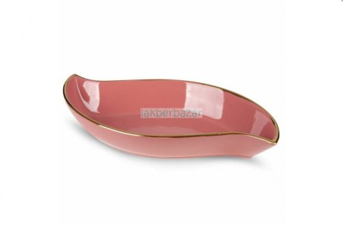 Sibel dekoratív kerámia tál Sötét rózsaszín/arany 36x19x6 cm