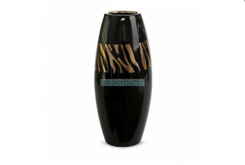 Selena kerámia váza Fekete/arany 14x14x34 cm