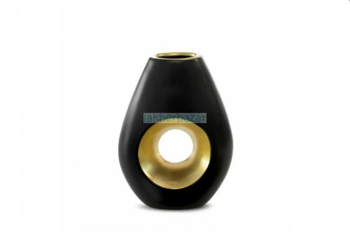 Mira1 kerámia váza Fekete/arany 15x7x20 cm