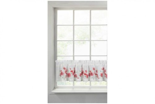 Mari pipacs mintás vitrázs függöny Fehér/piros 30x150 cm
