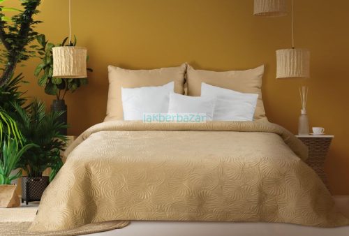 Lili4 bársony ágytakaró Bézs 280x260 cm