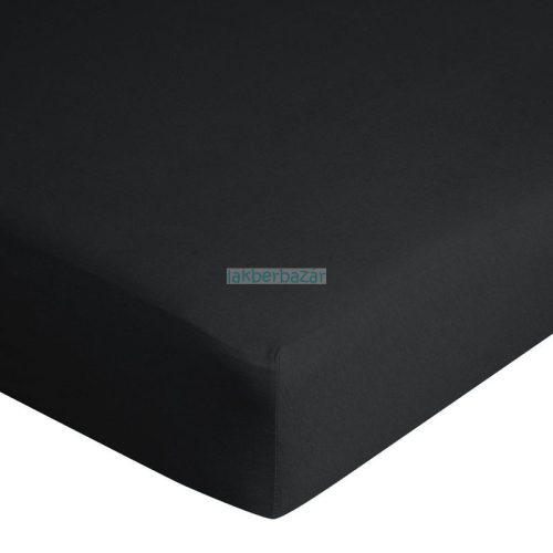 Jersey pamut gumis lepedő Fekete 160x200 cm +30 cm