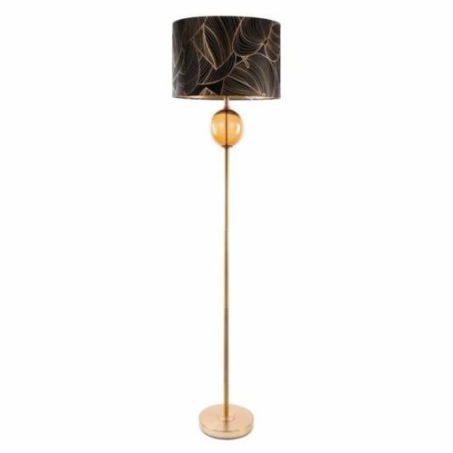 Victoria1 állólámpa bársony búrával Fekete/arany 46x165 cm
