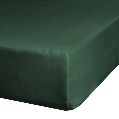 Jersey pamut gumis lepedő Palackzöld 90x200 cm +25 cm
