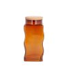 Kelsi2 üveg tárolóedény szett fa fedéllel Arany 10x10x24 cm