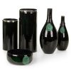 Capri üveg váza malachit medállal Fekete/zöld 15x15x38 cm