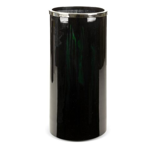 Capri műüveg váza fém peremmel Fekete/zöld 21x21x45 cm