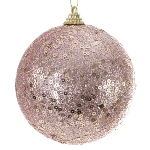 53b csillámos műanyag karácsonyfadísz Pasztell rózsaszín 10 cm