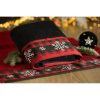 Rudolf hímzett karácsonyi törölköző jacquard szegéllyel Fekete 50x90 cm