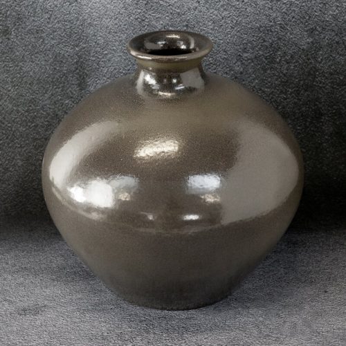 Nyla cserép hangulatú kerámia váza sötétbarna 28x26 cm