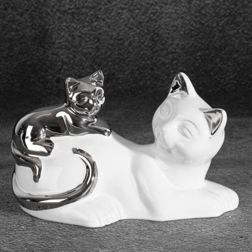 Fehér macska figura Fehér 20x11x12 cm