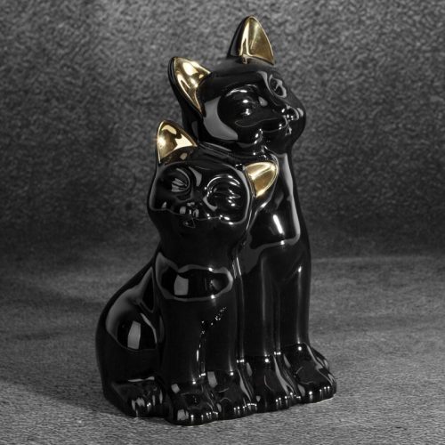 Fekete macska figura Fekete 14x12x22 cm