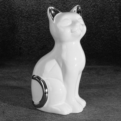 Fehér macska figura Fehér 11x9x20 cm