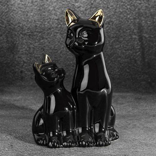 Fekete macska figura Fekete 15x11x22 cm