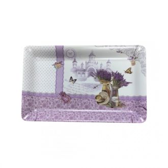Tálca - levendulás - kastéllyal 31x19,5x2,5 cm