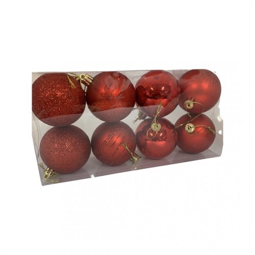 Karácsonyi gömb 6 cm-es 8 db-os csomag - piros